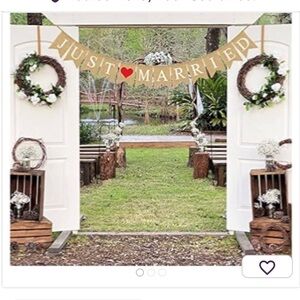 Just married burlap banner